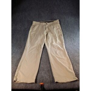 Under Armour Showdown Pants Men Sz 38/32 Khaki Tan Flat Front Performance Golf